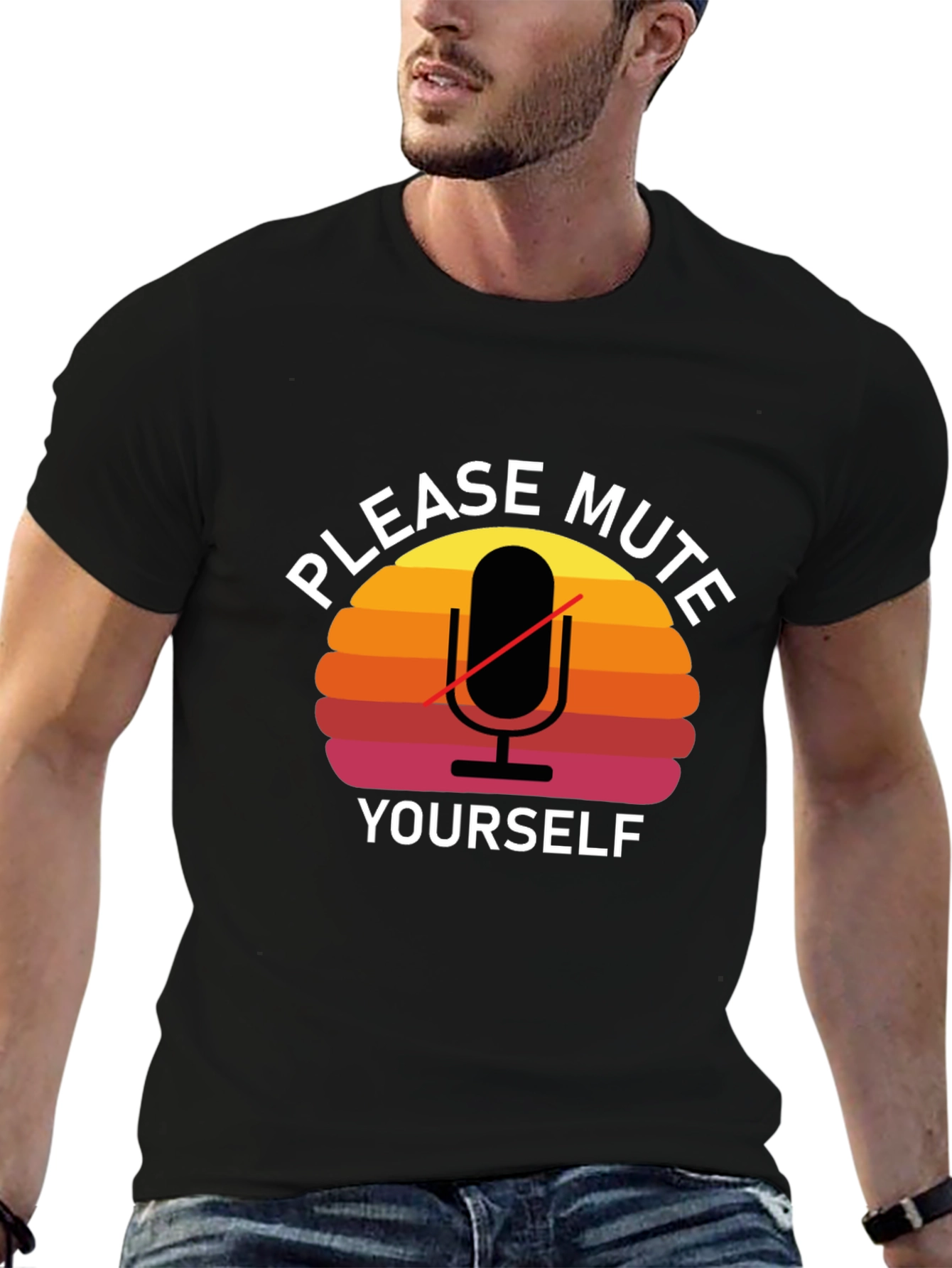 Please Mute Yourself Retro Style Graphic T-Shirt
