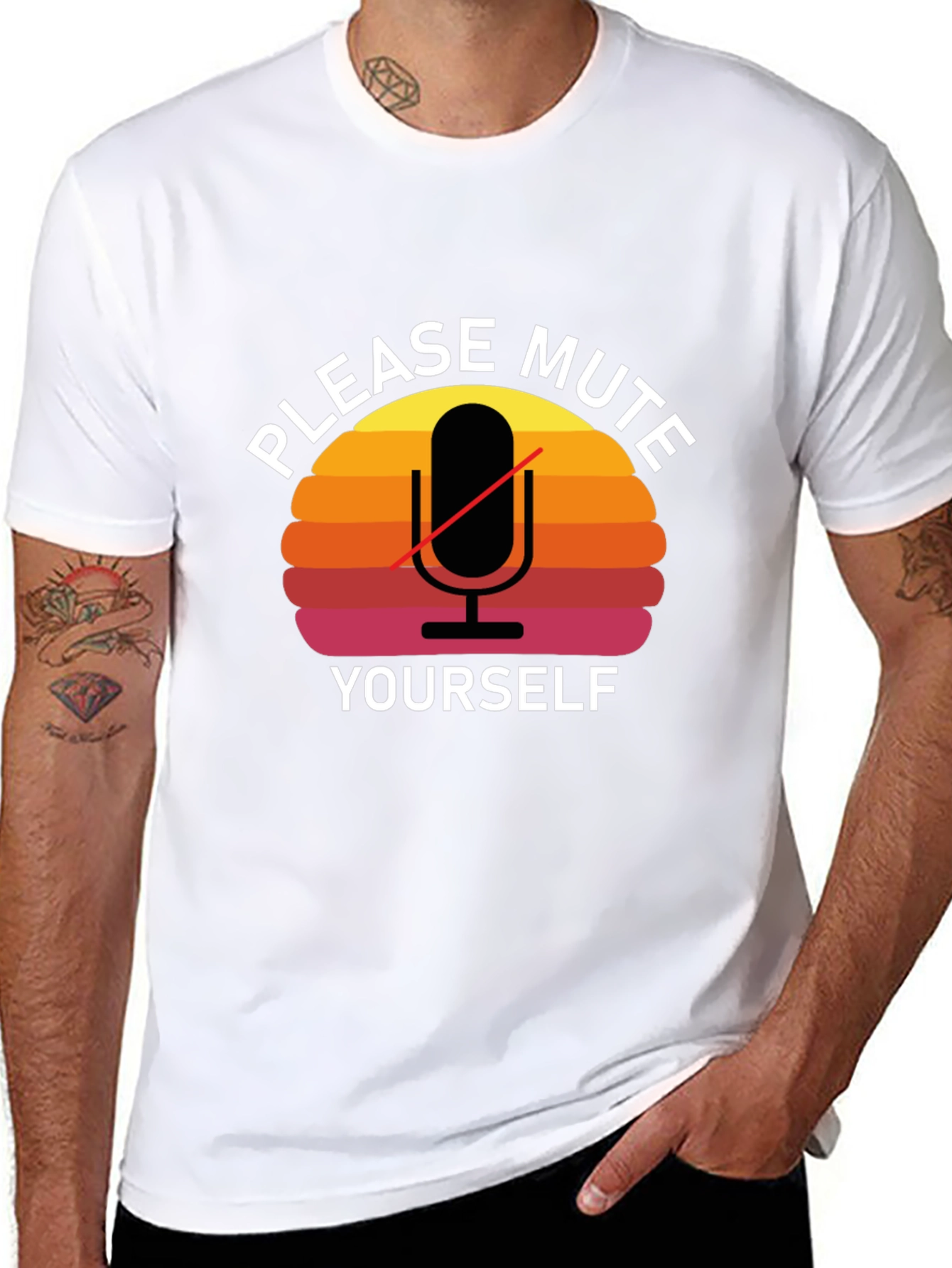 Please Mute Yourself Retro Style Graphic T-Shirt