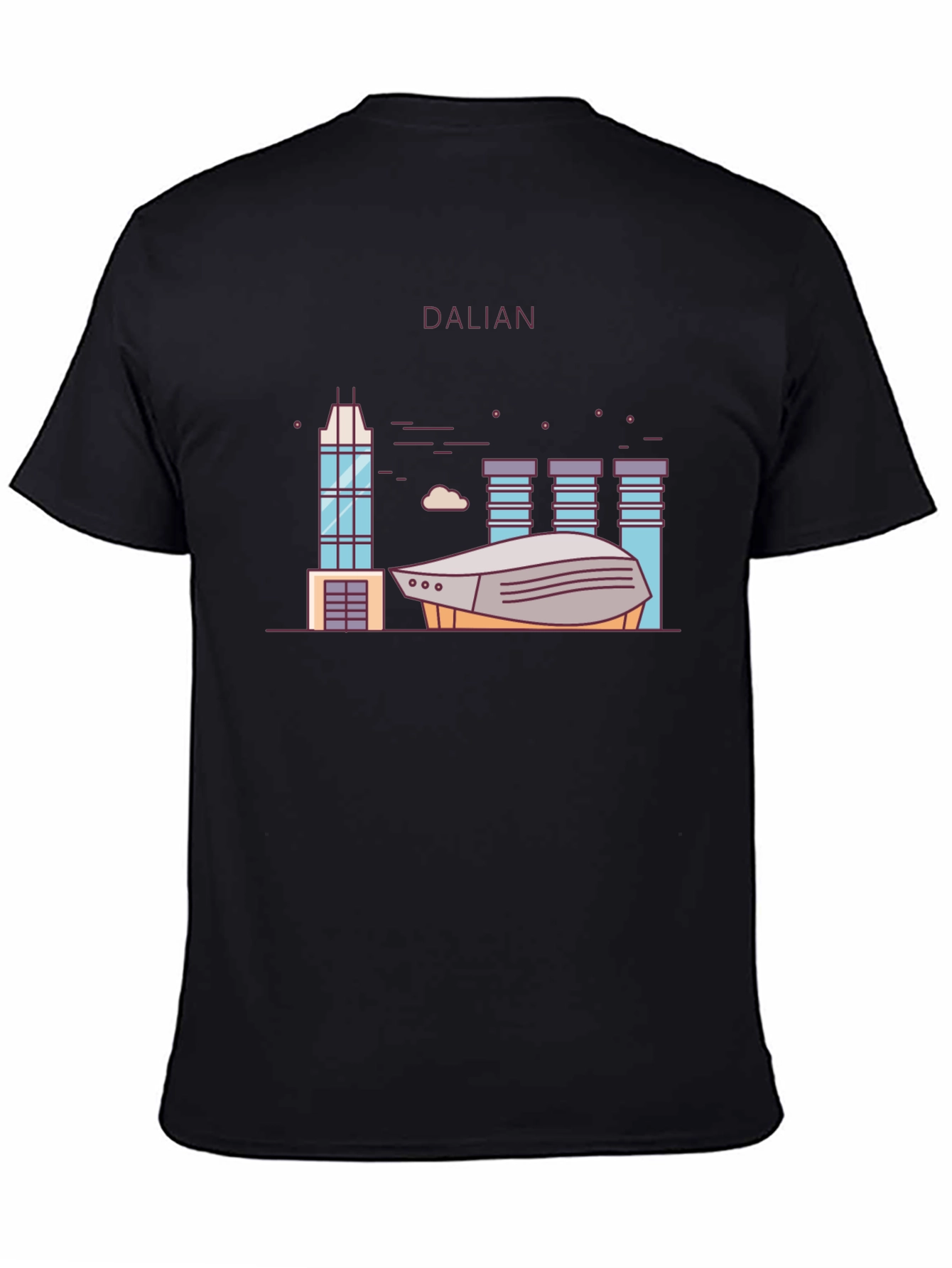 Dalian City Graphic T-Shirt Black Cotton Tee