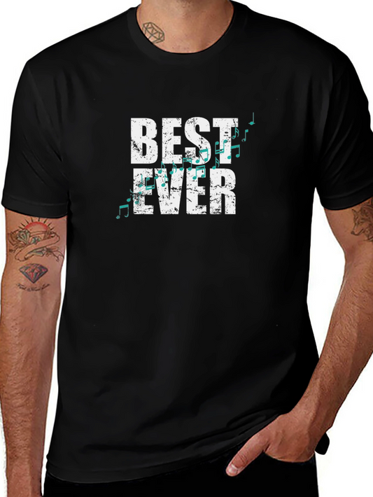 Best Ever Music Notes Graphic Tee - Black Cotton T-Shirt