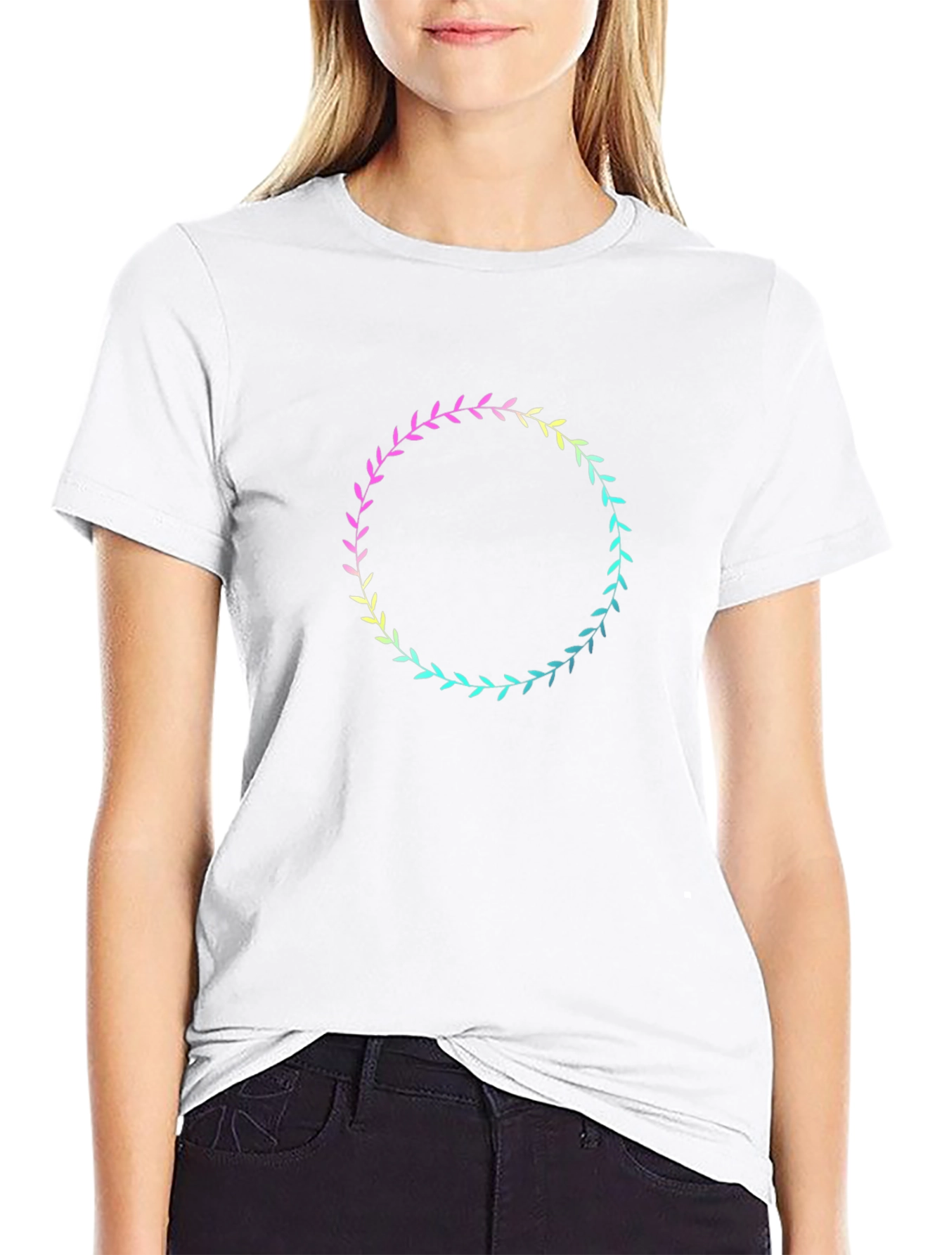 Floral Wreath Graphic Tee - Black