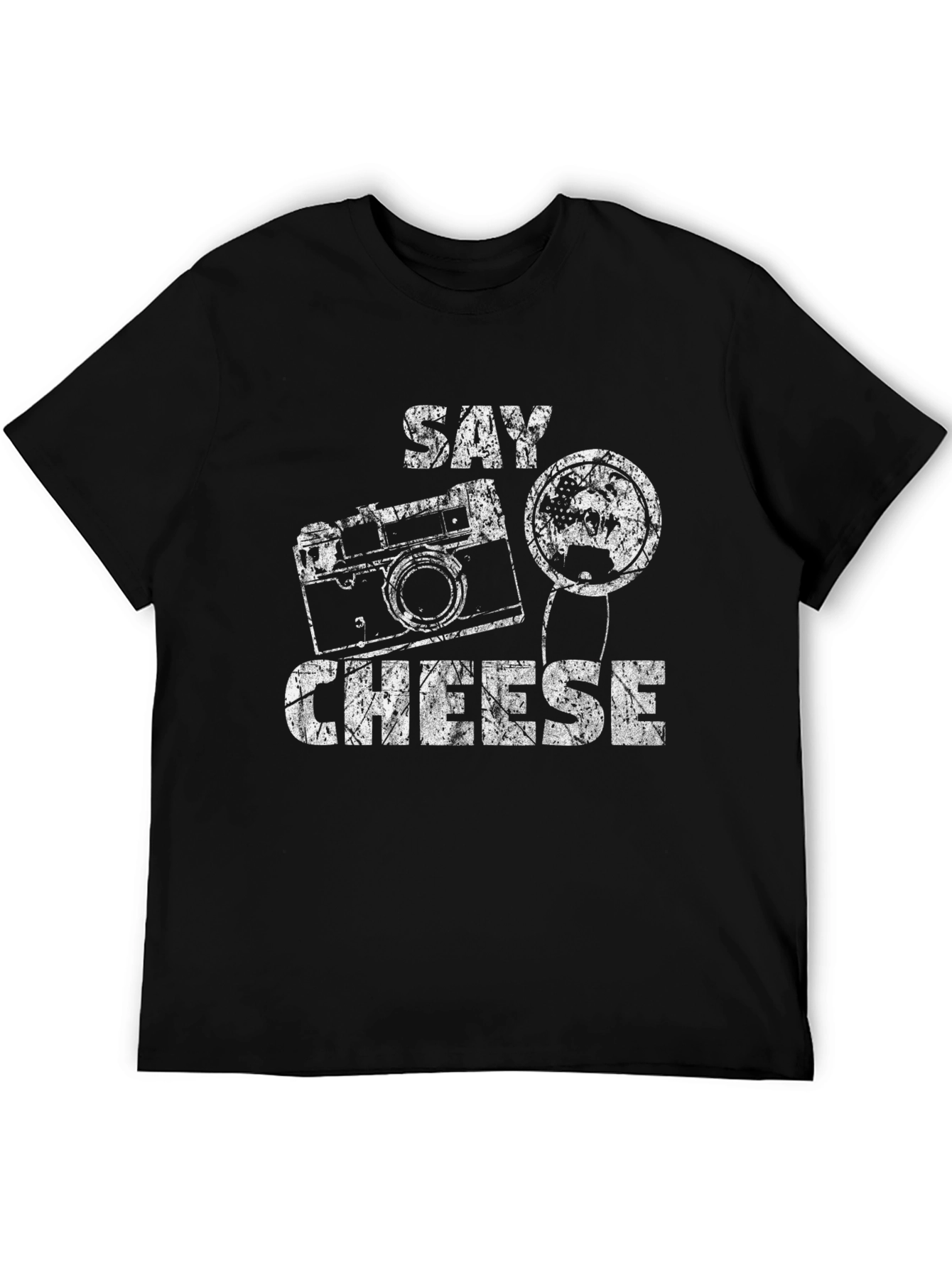 Say Cheese Graphic Tee - Retro Camera Design