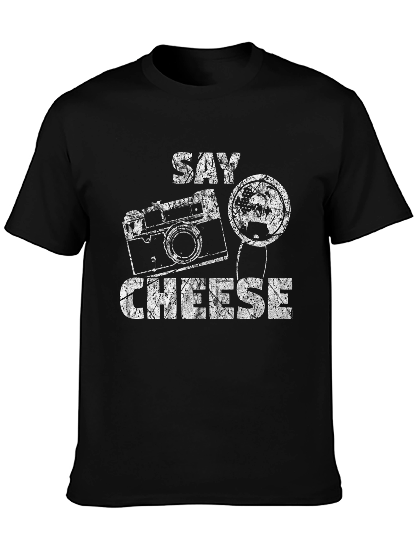 Say Cheese Graphic Tee - Retro Camera Design