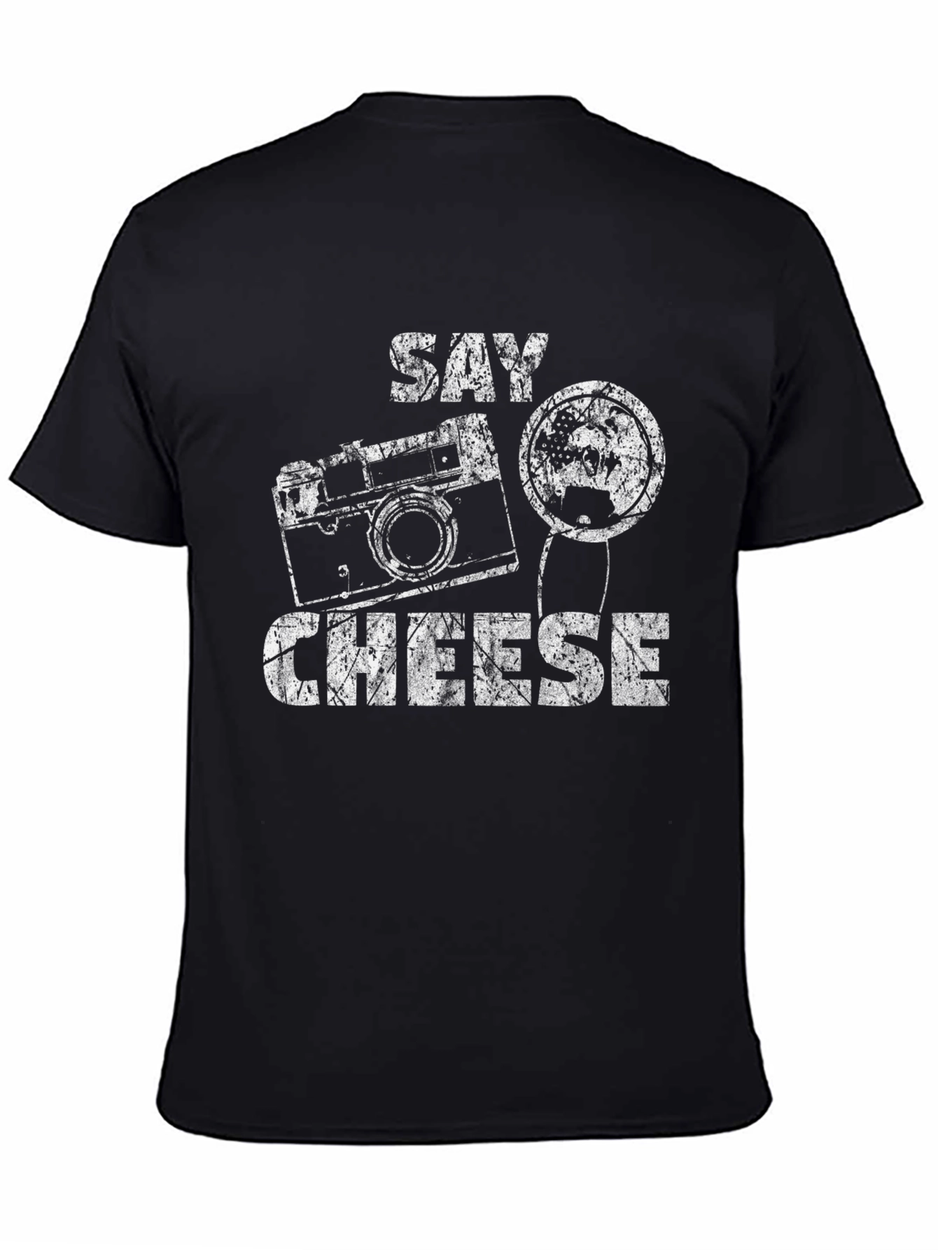 Say Cheese Graphic Tee - Retro Camera Design