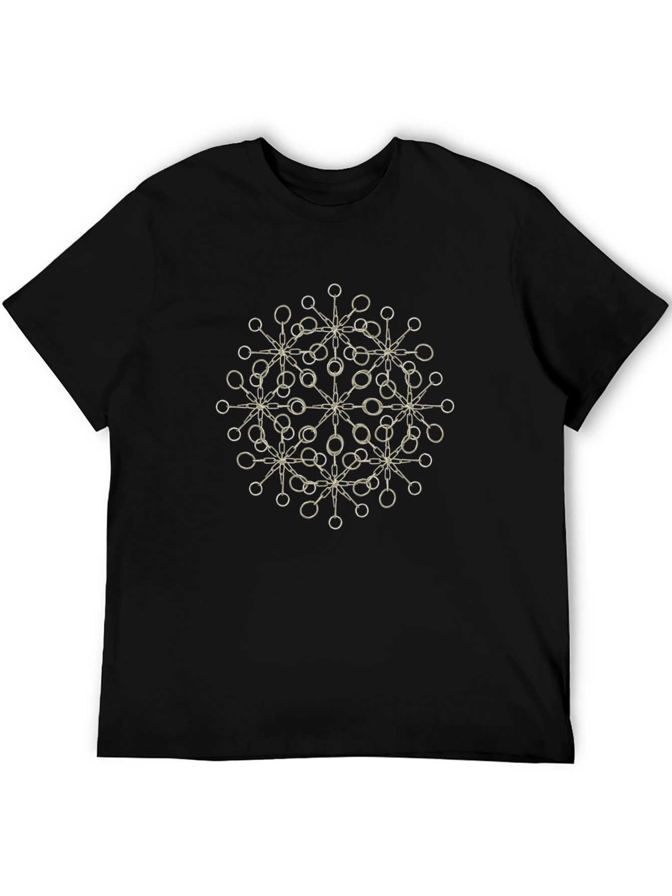 Geometric Circle Print Black T-Shirt