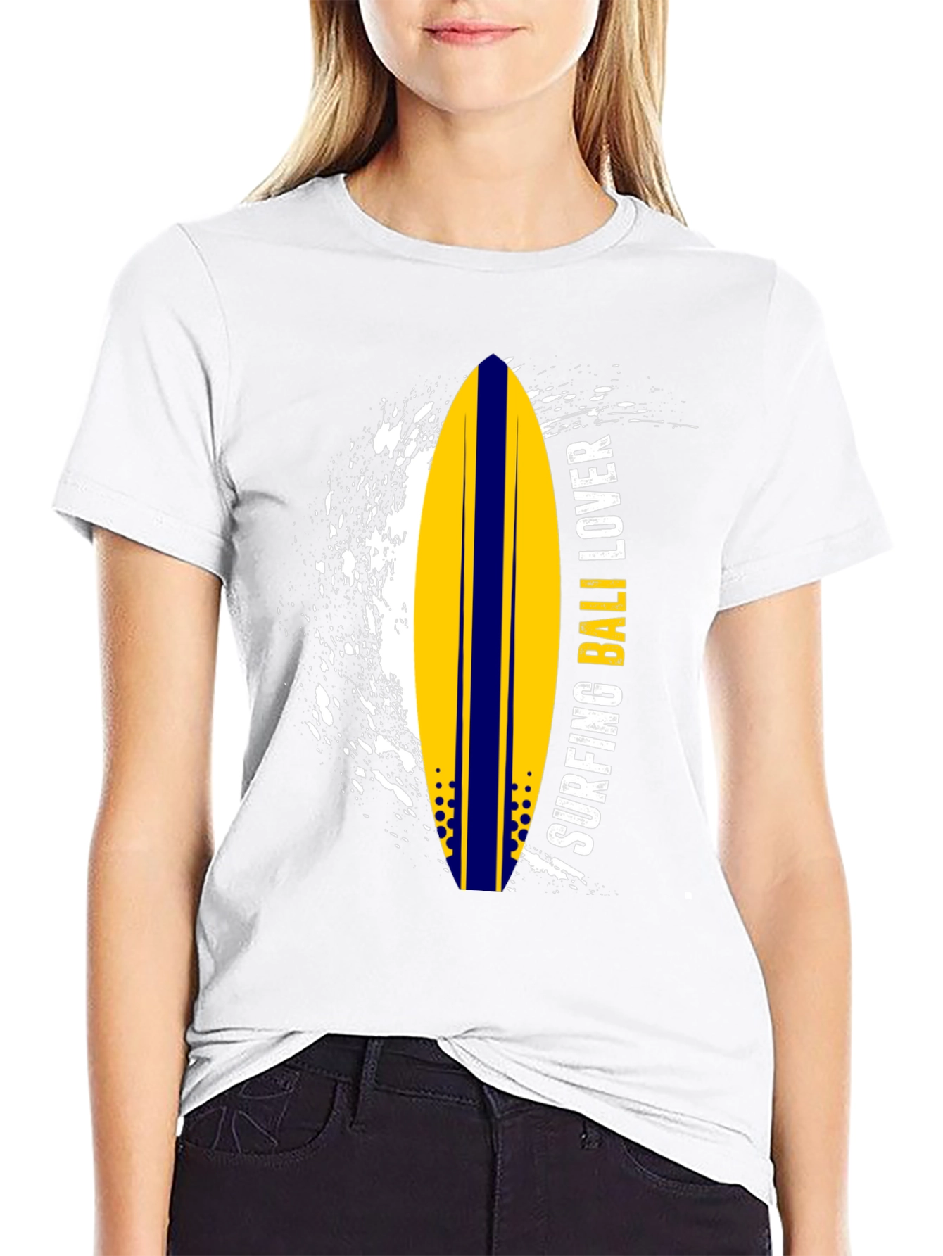 Surfing Bali Lover Black Graphic Tee