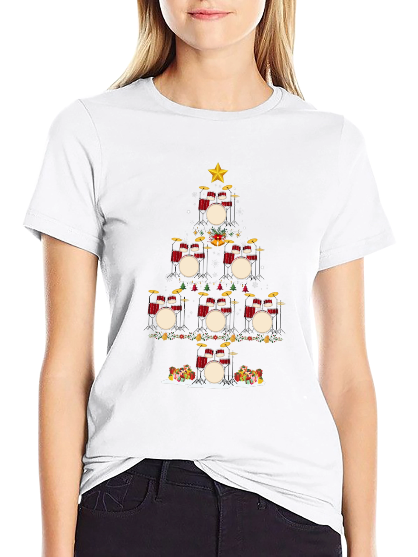 Drum Set Christmas Tree T-Shirt