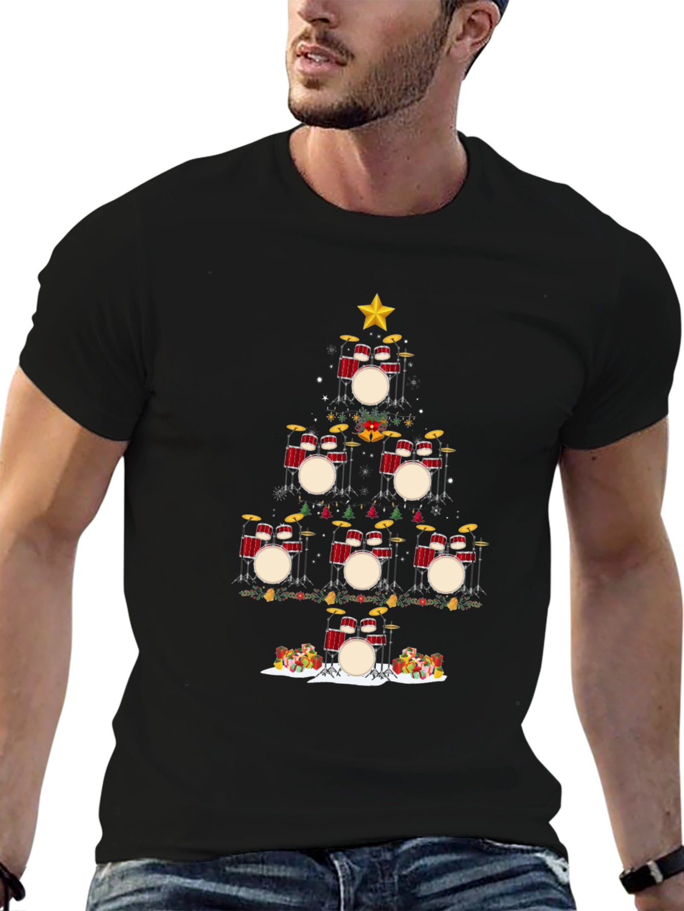 Drum Set Christmas Tree T-Shirt