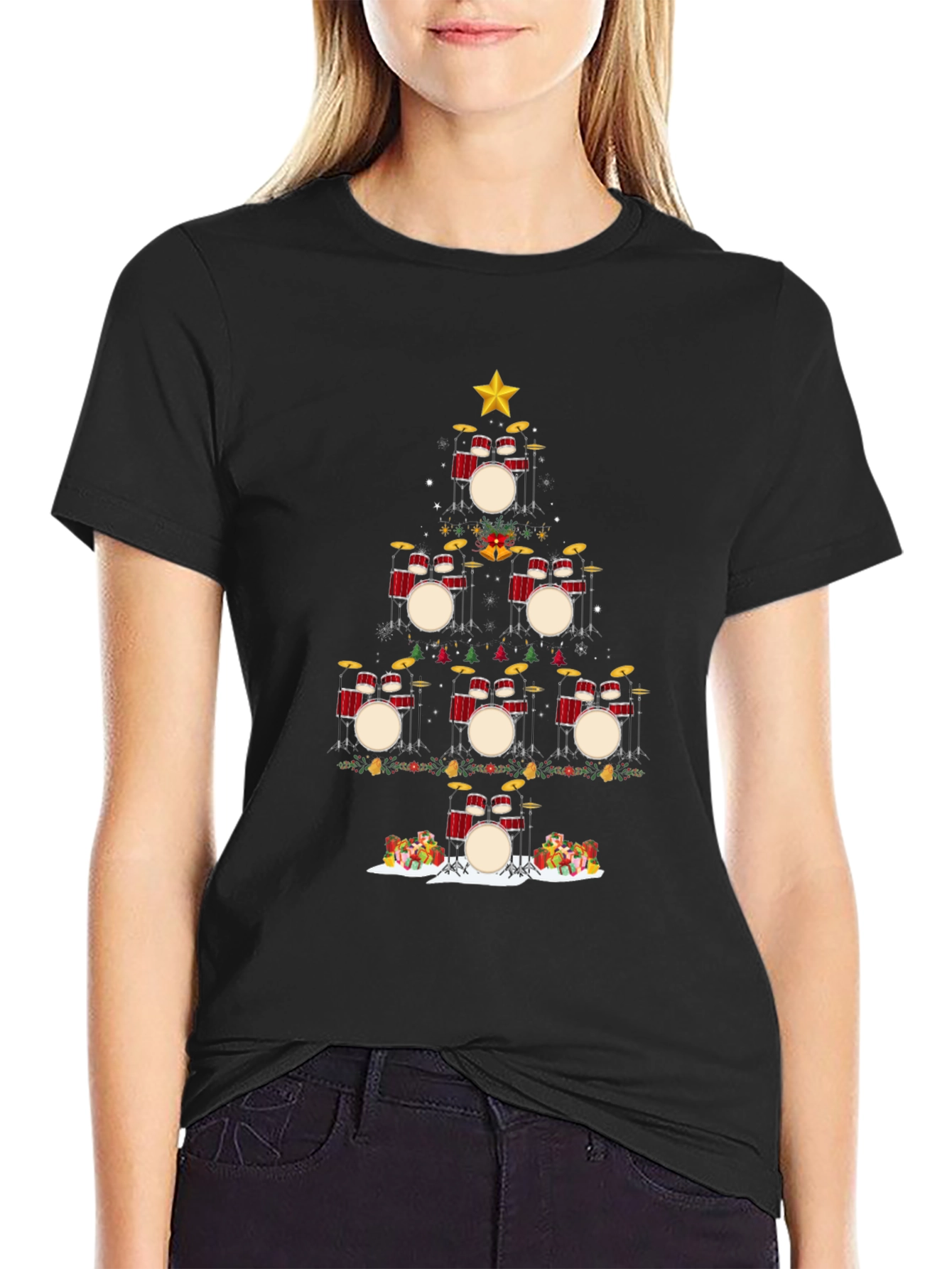 Drum Set Christmas Tree T-Shirt