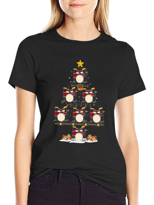 Drum Set Christmas Tree T-Shirt