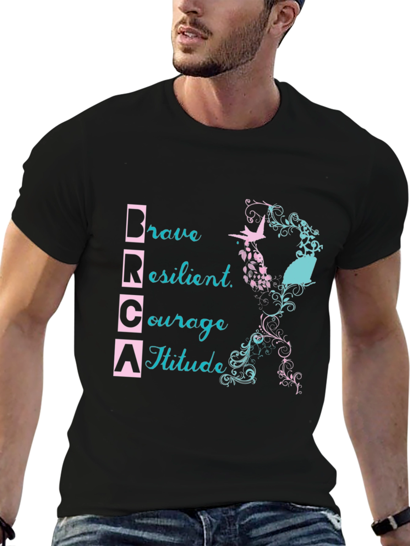 BRCA Awareness T-Shirt: Brave Resilient Courage Attitude