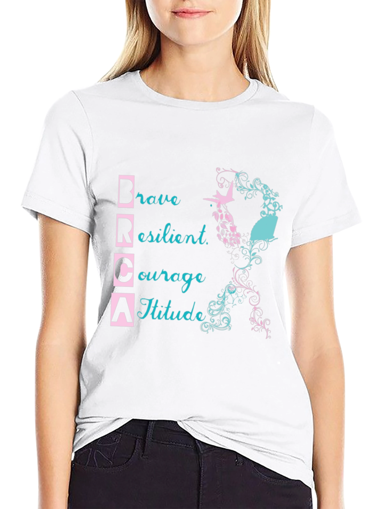 BRCA Awareness T-Shirt: Brave Resilient Courage Attitude