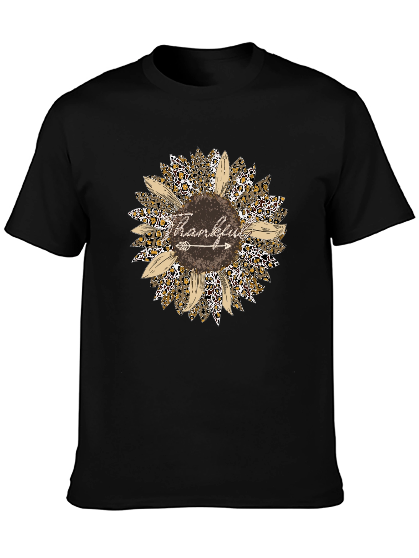 Thankful Leopard Sunflower Graphic Tee