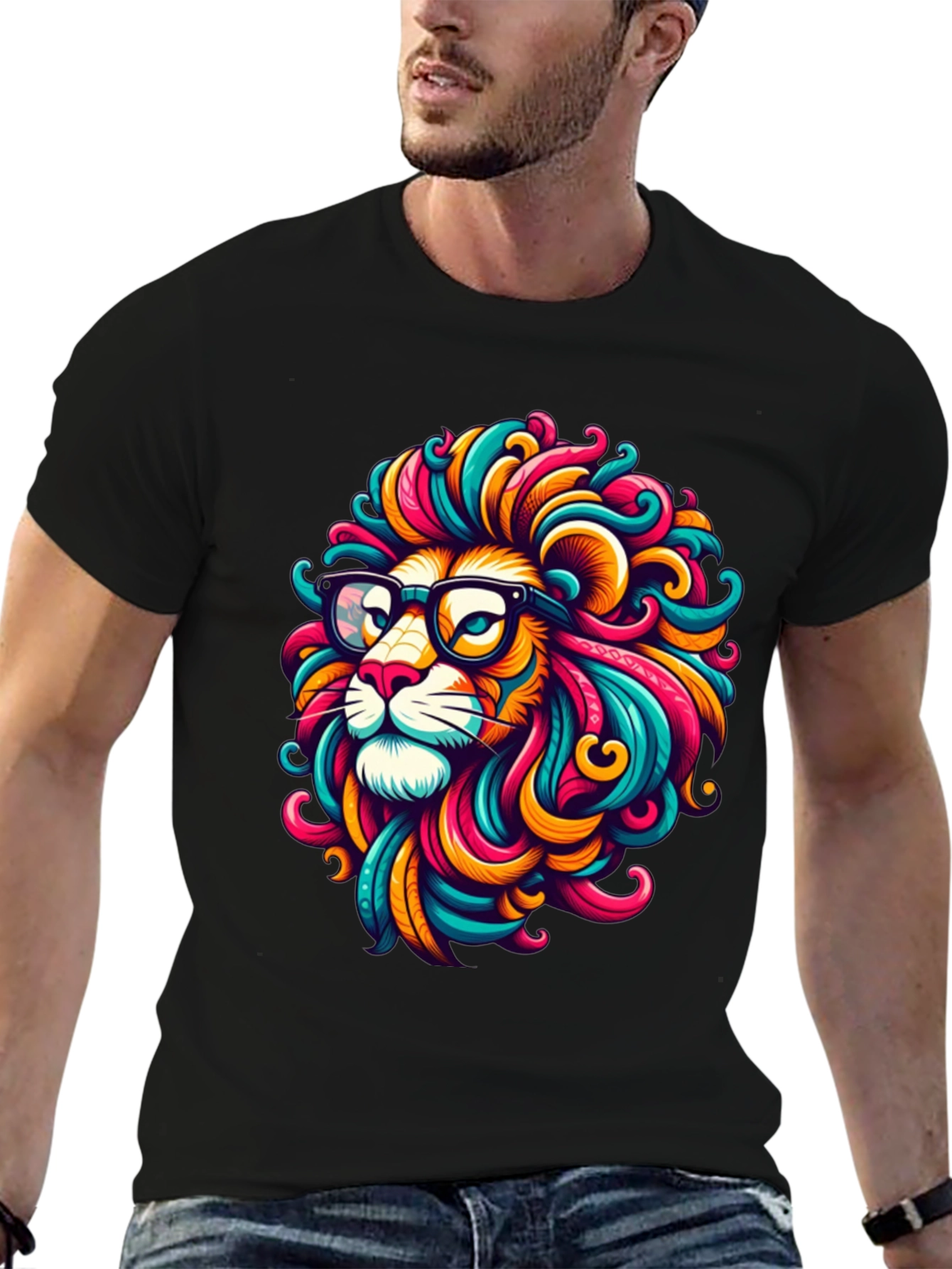 Cool Lion Graphic Tee - Stylish Black T-Shirt