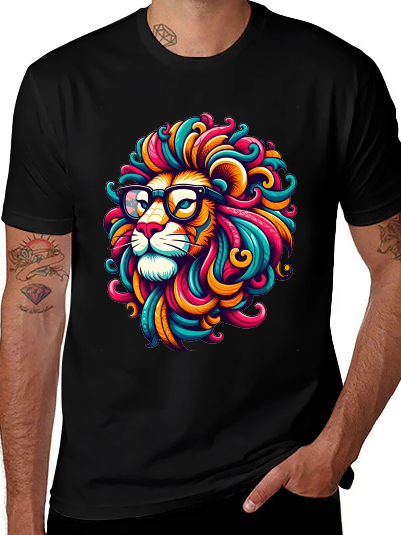 Cool Lion Graphic Tee - Stylish Black T-Shirt