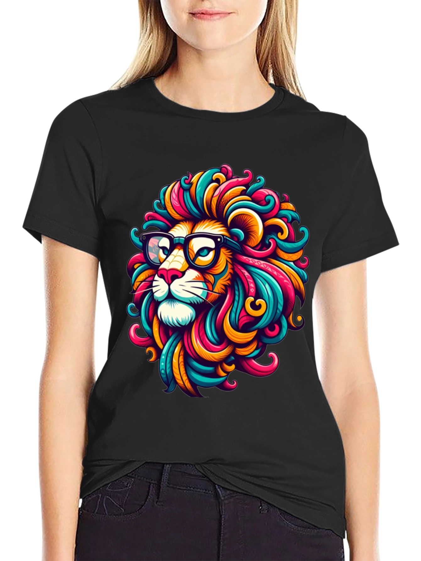 Cool Lion Graphic Tee - Stylish Black T-Shirt