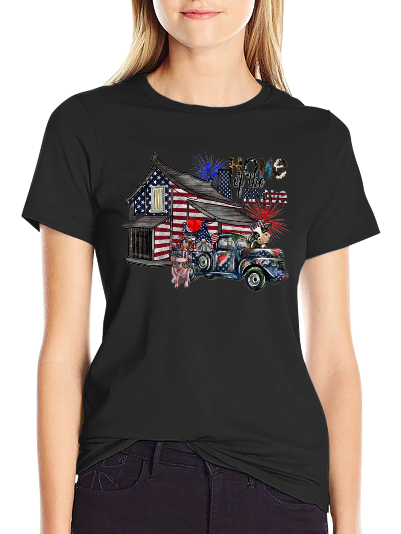 Patriotic Home of the Brave Graphic Tee