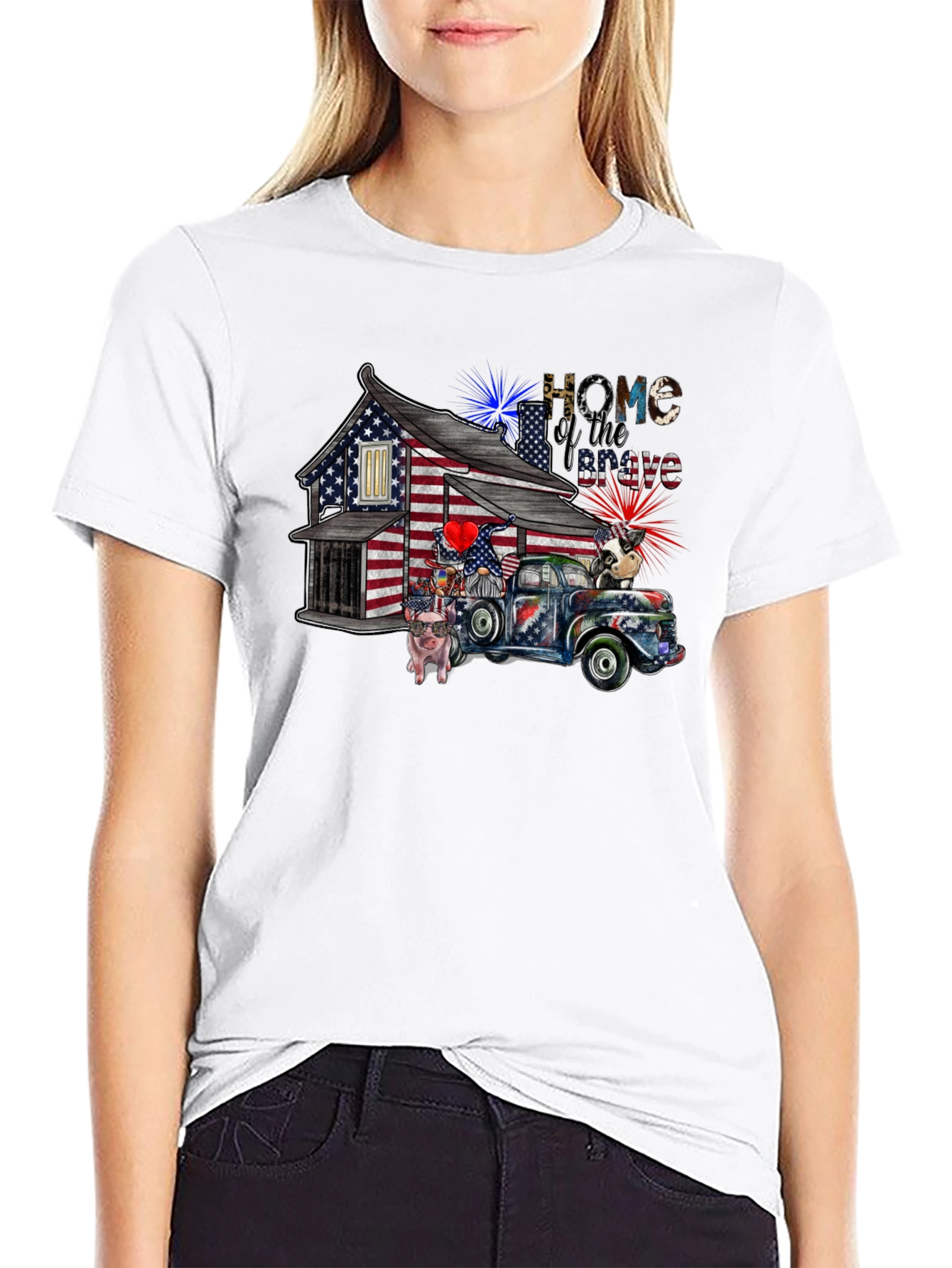 Patriotic Home of the Brave Graphic Tee