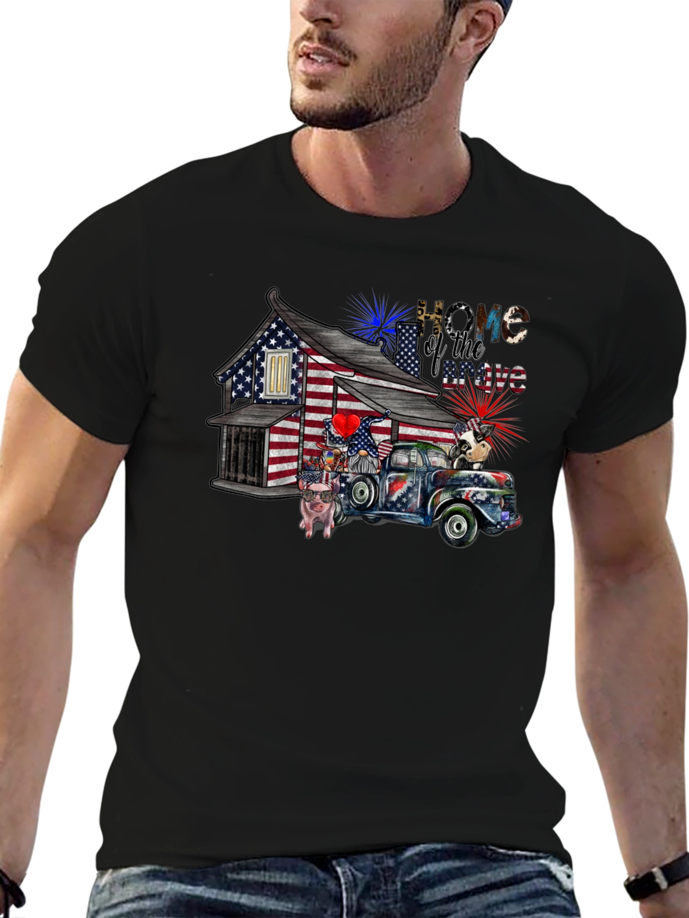 Patriotic Home of the Brave Graphic Tee