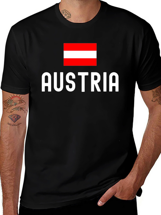 Austria Flag T-Shirt - Black Tee Austrian Pride