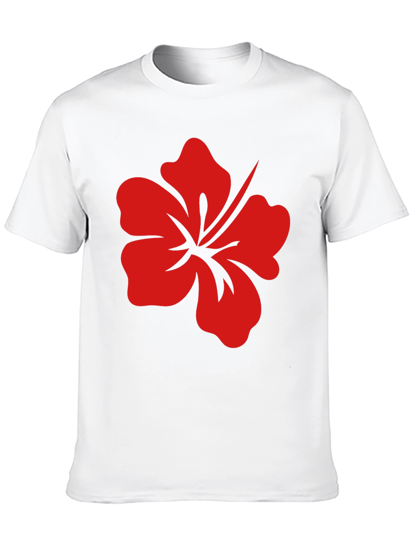 Black T-Shirt with Red Hibiscus Flower