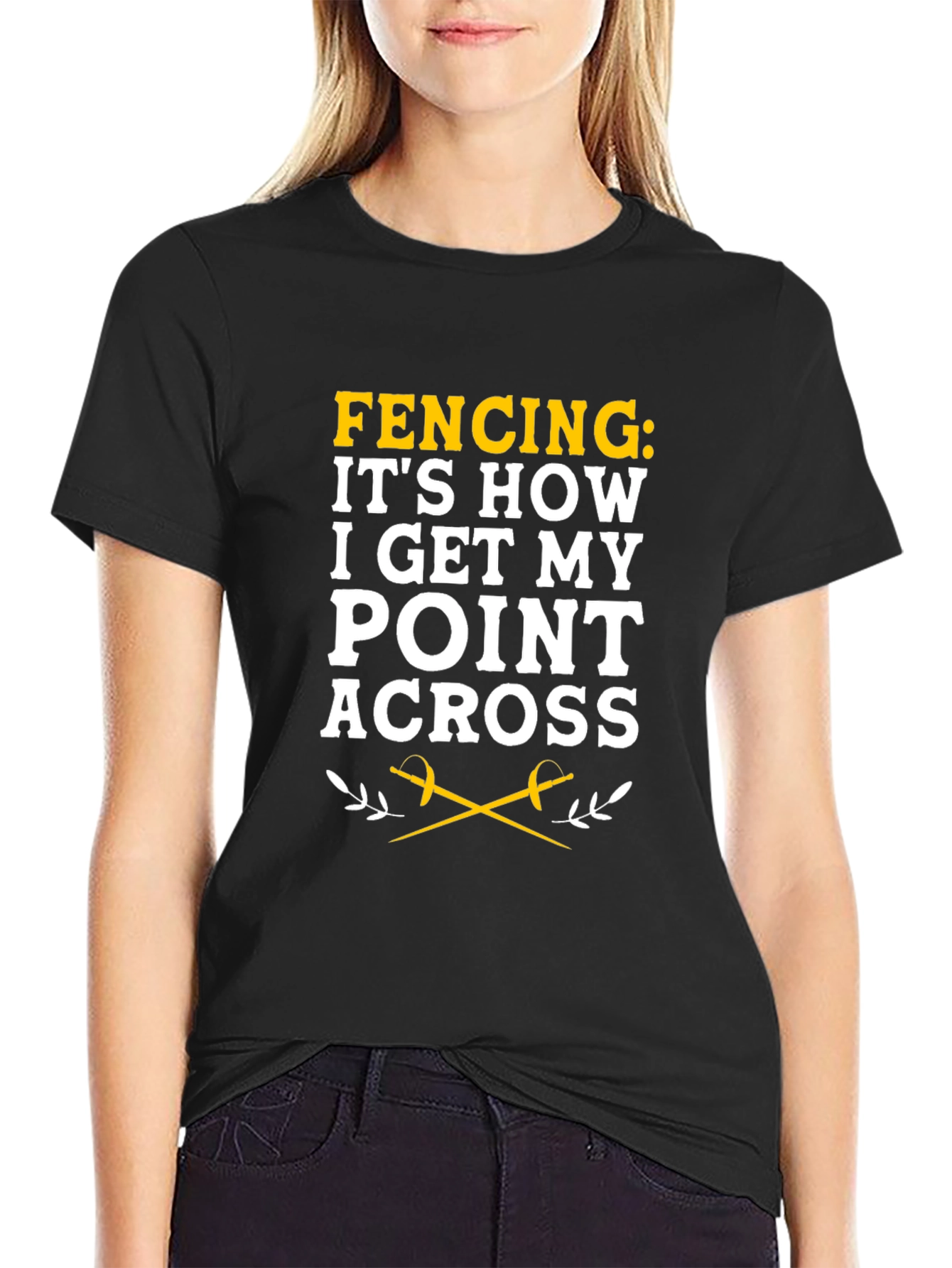 Fencing Point Across Black Graphic Tee