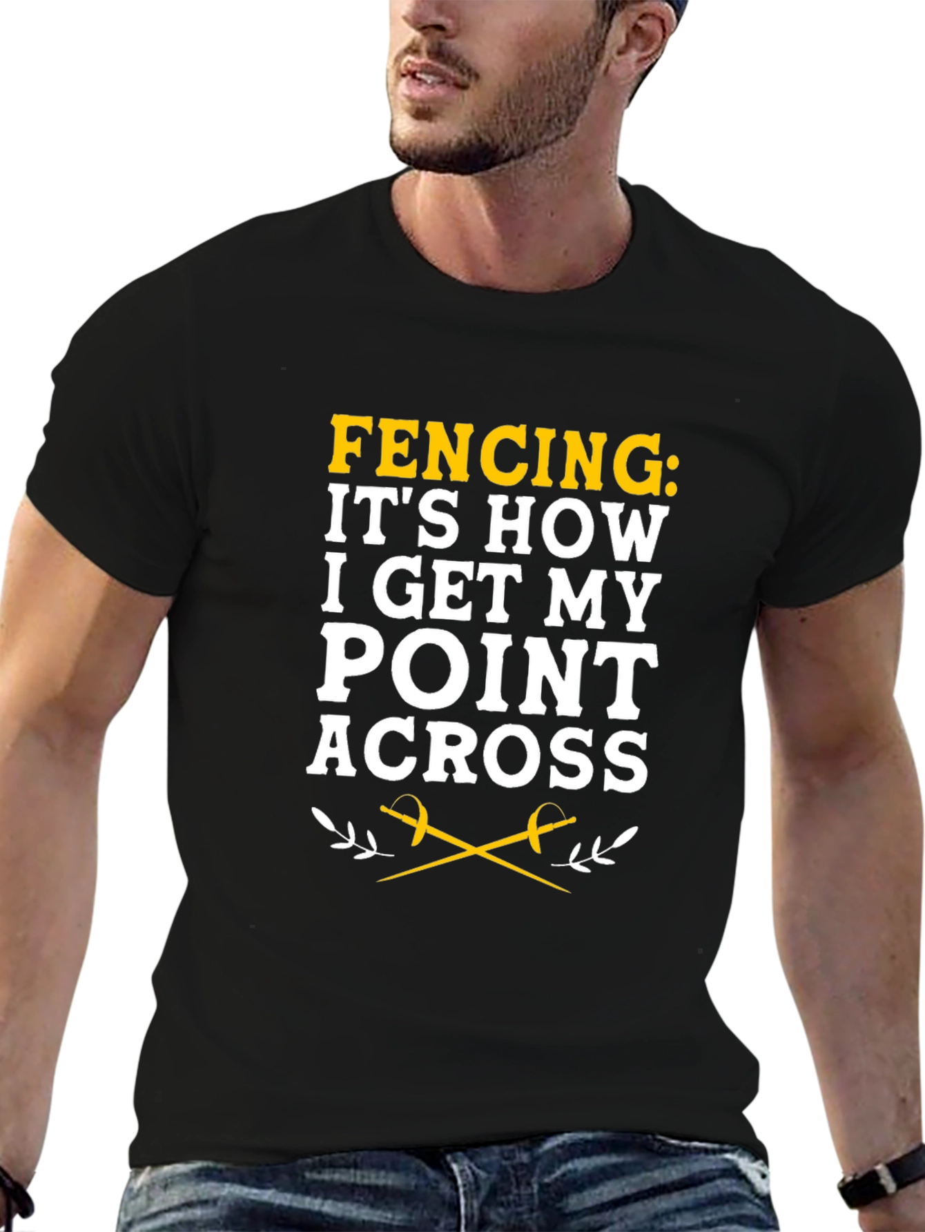 Fencing Point Across Black Graphic Tee