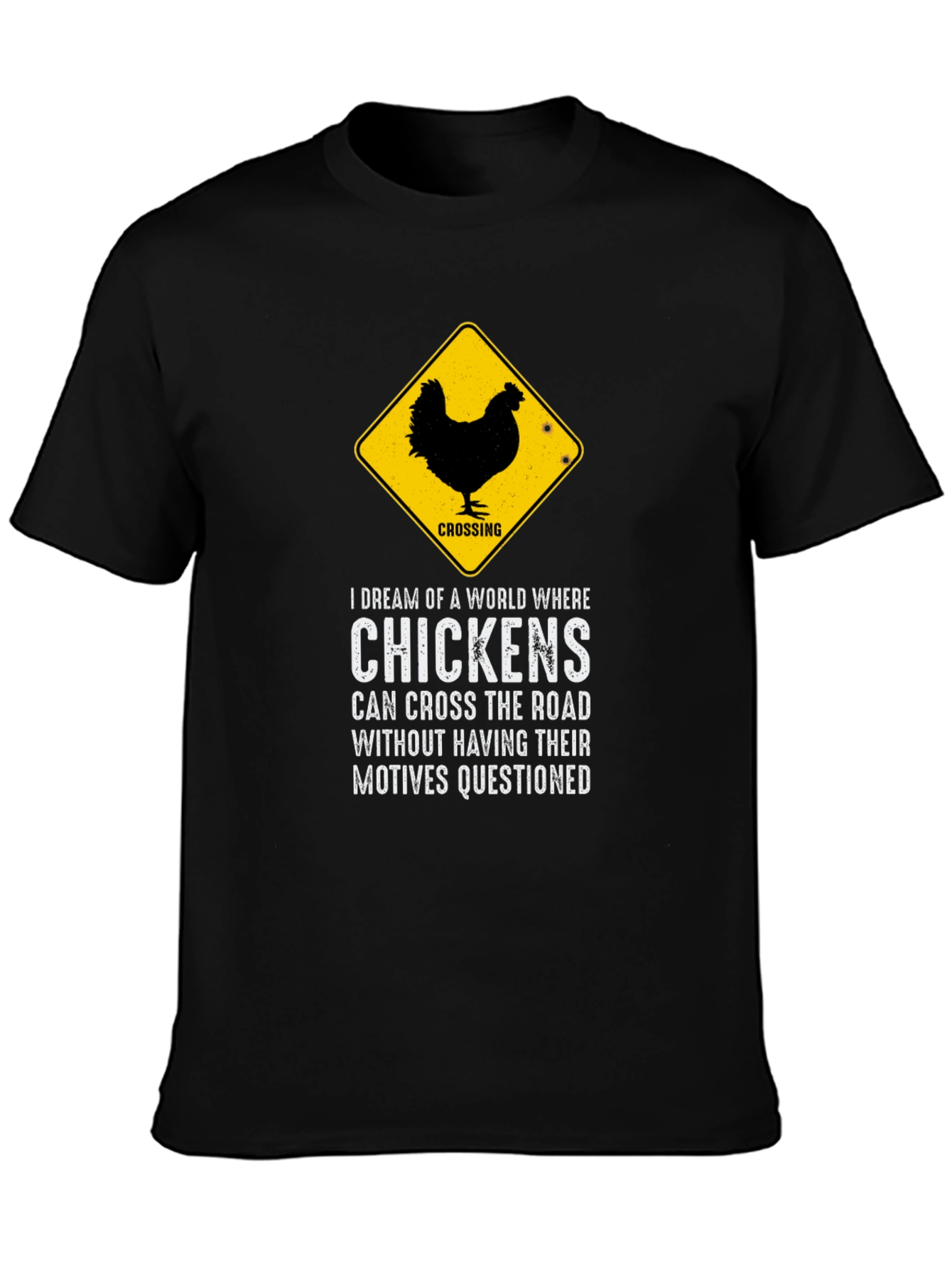 Chicken Crossing Graphic Tee - Funny Novelty T-Shirt