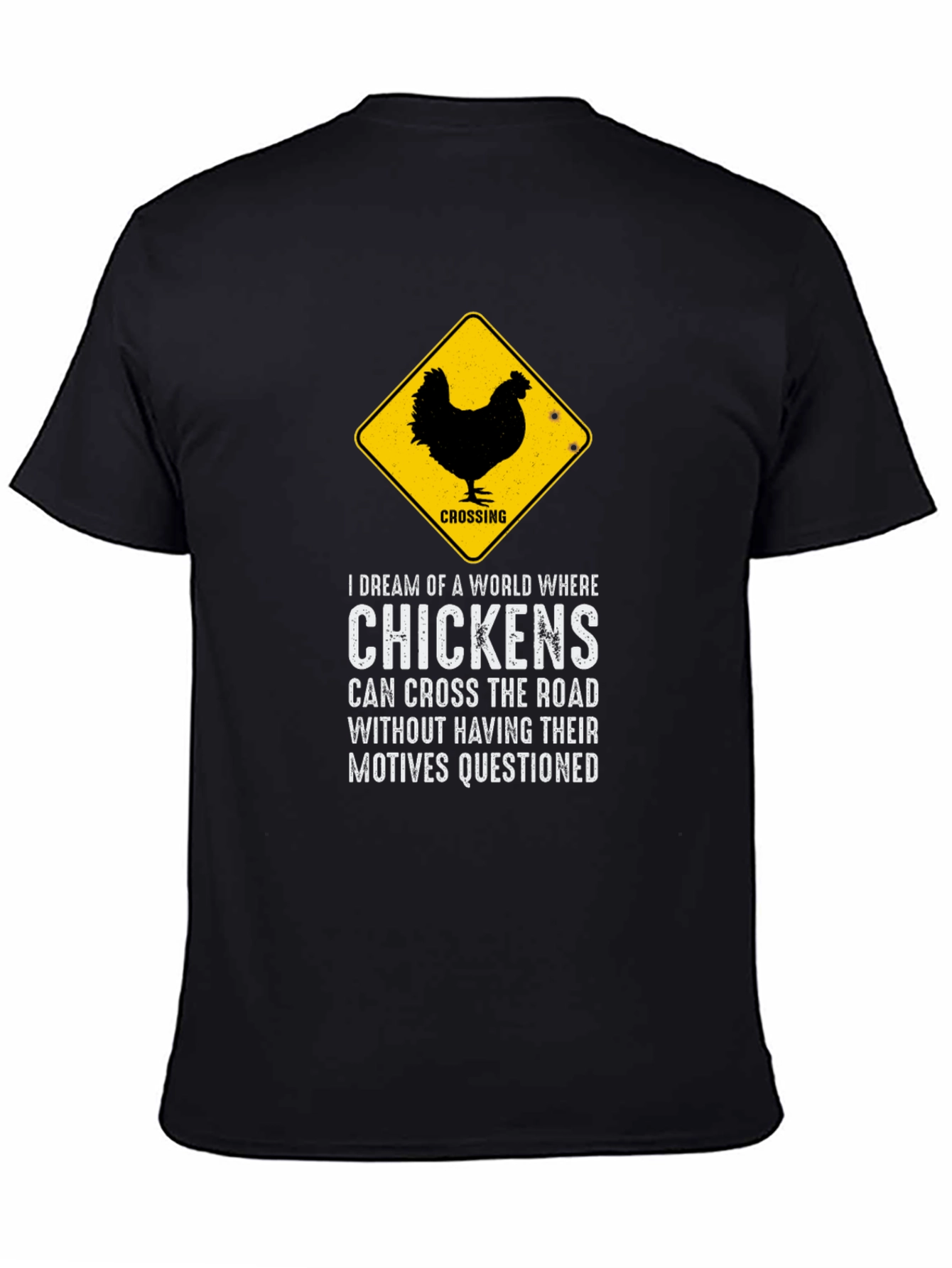 Chicken Crossing Graphic Tee - Funny Novelty T-Shirt
