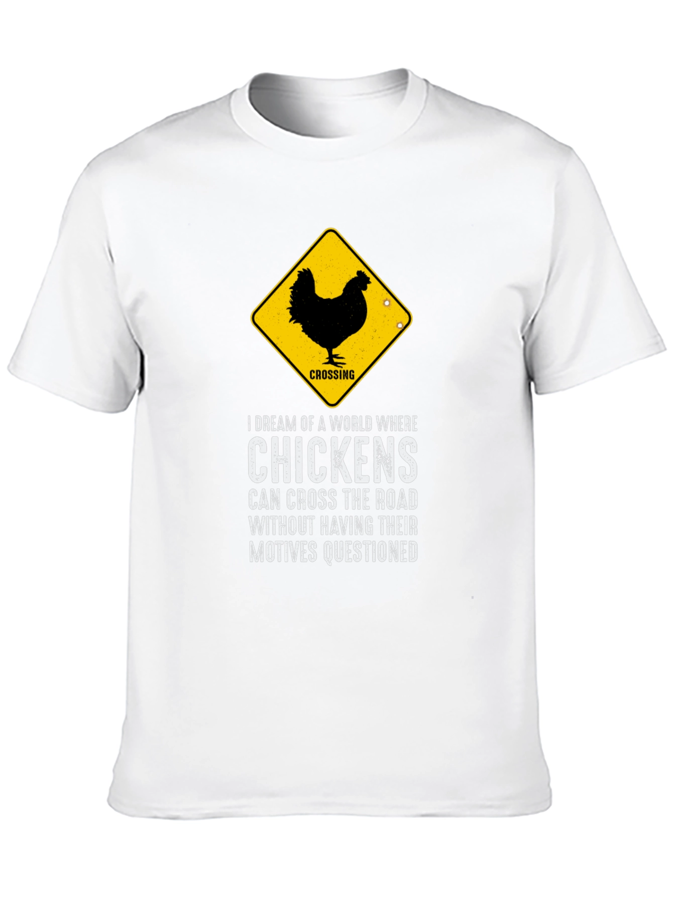 Chicken Crossing Graphic Tee - Funny Novelty T-Shirt