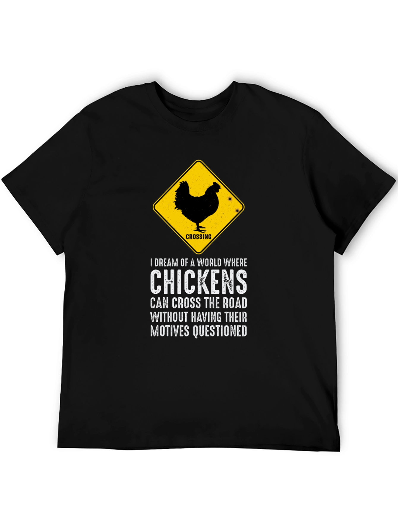 Chicken Crossing Graphic Tee - Funny Novelty T-Shirt