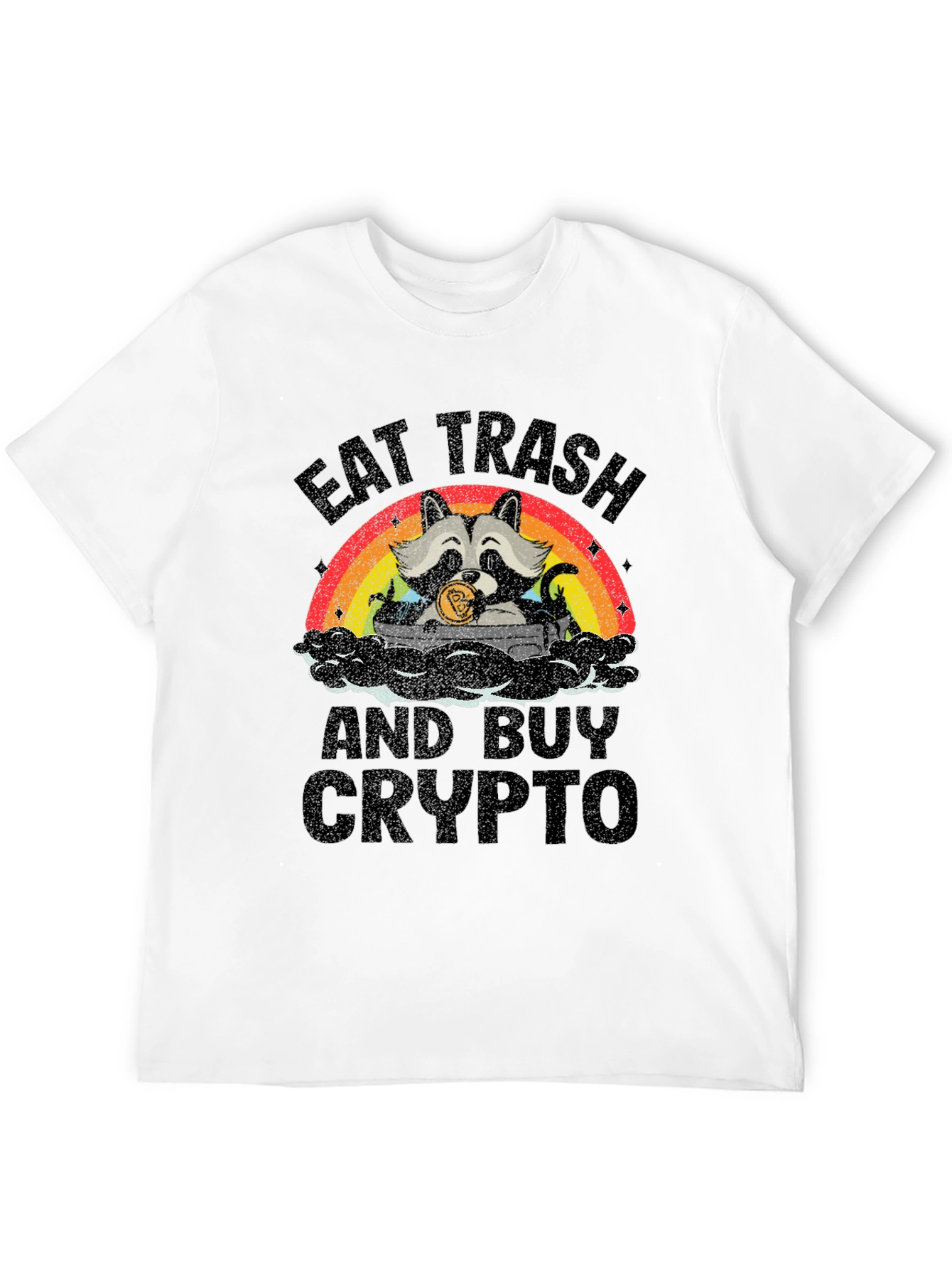 Eat Trash Buy Crypto T-Shirt - Raccoon Bitcoin Tee