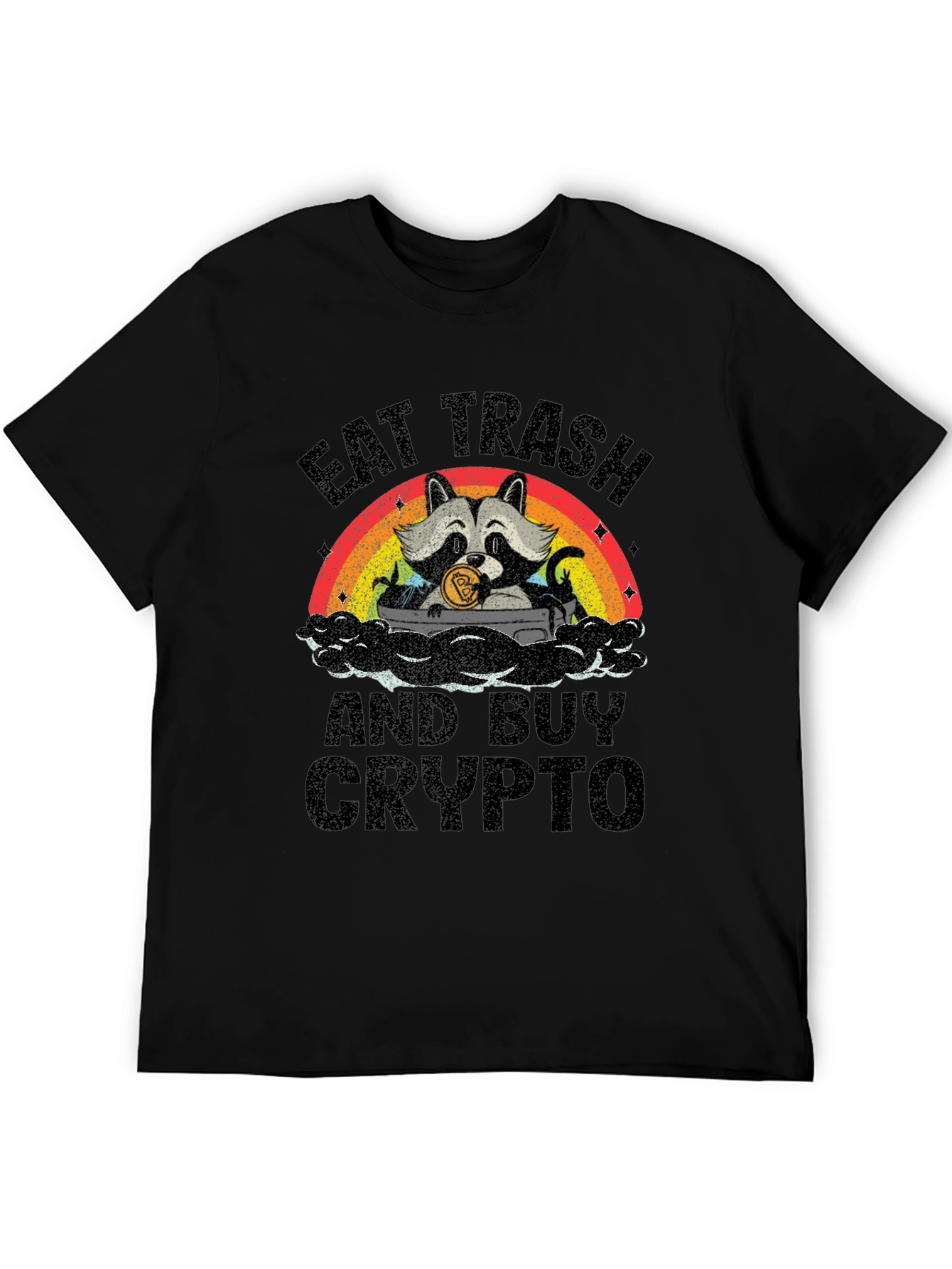 Eat Trash Buy Crypto T-Shirt - Raccoon Bitcoin Tee