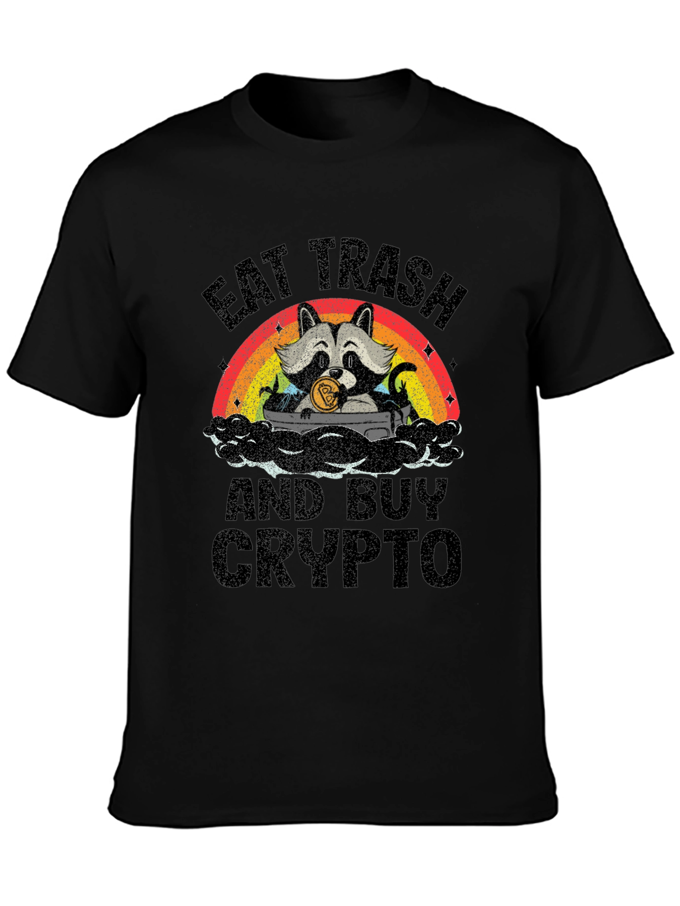 Eat Trash Buy Crypto T-Shirt - Raccoon Bitcoin Tee