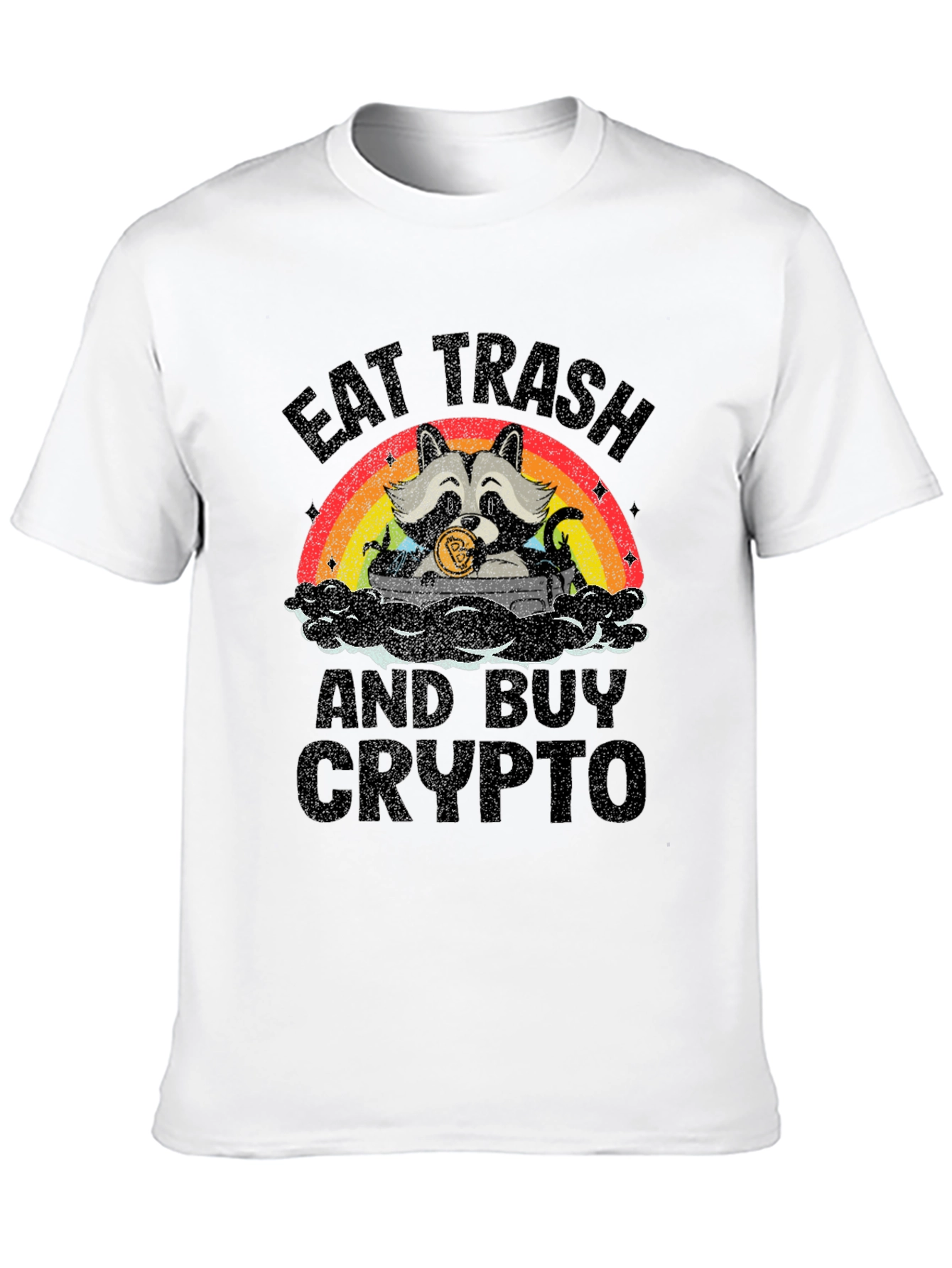 Eat Trash Buy Crypto T-Shirt - Raccoon Bitcoin Tee