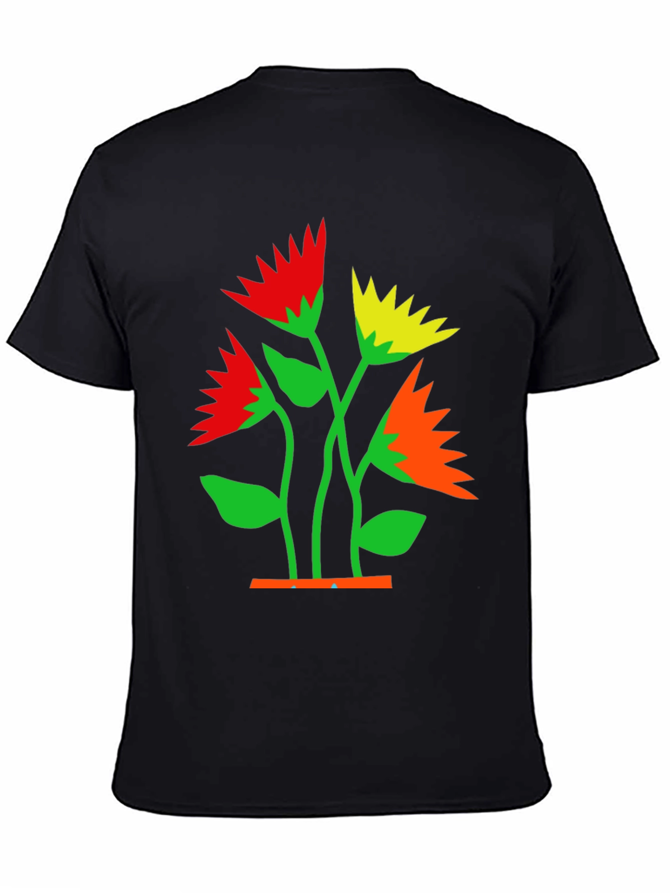 Bold Floral Graphic Tee - Black