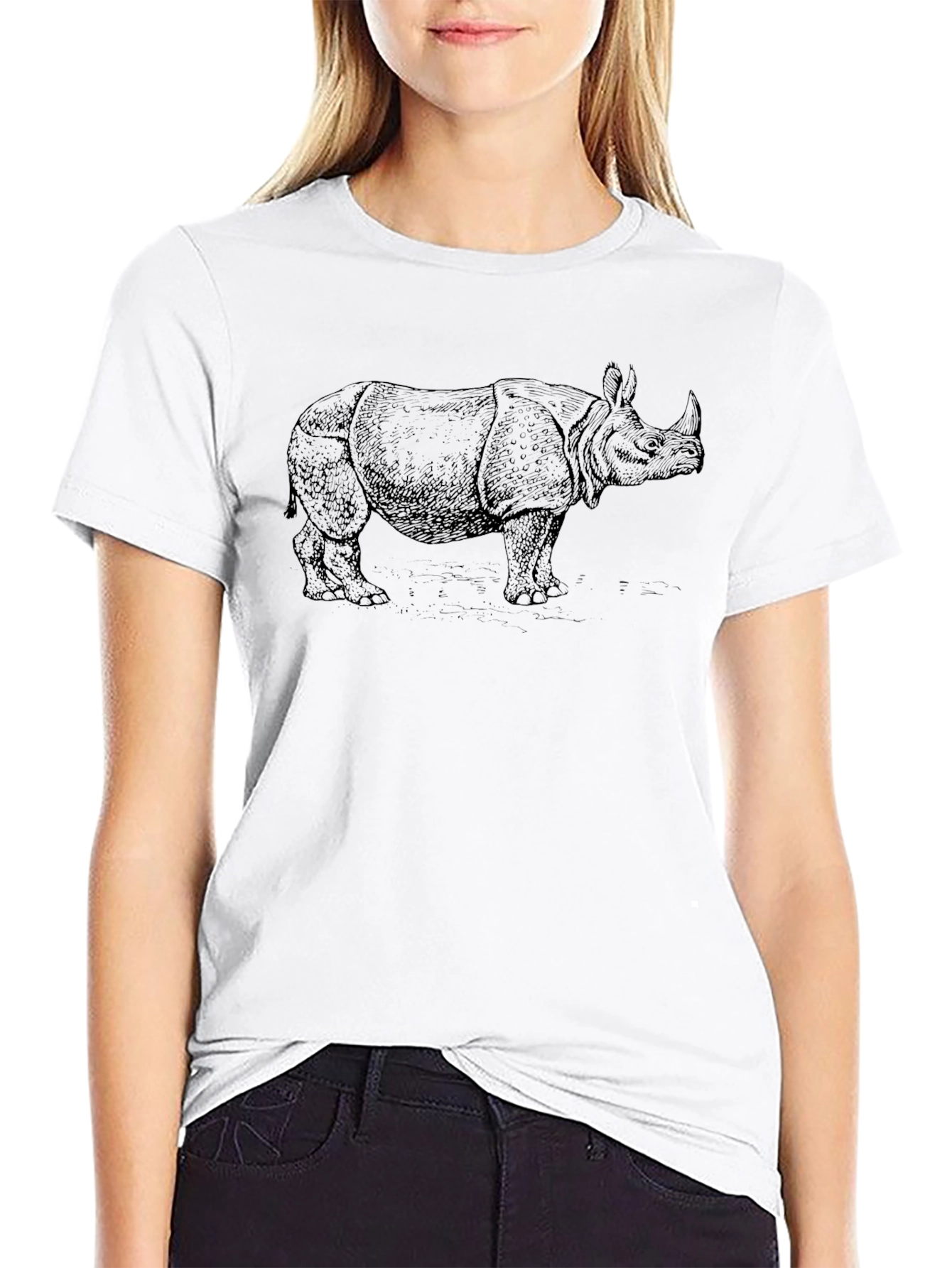 Rhino Graphic Tee - Black Cotton T-Shirt
