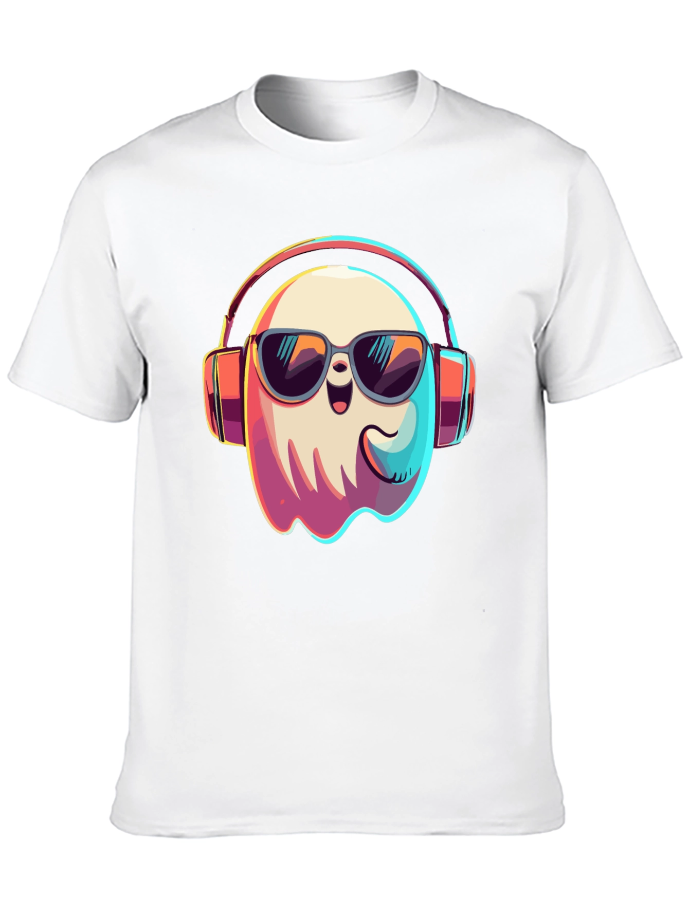Cool Ghost T-Shirt: Headphones & Shades