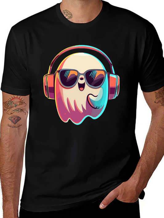 Cool Ghost T-Shirt: Headphones & Shades