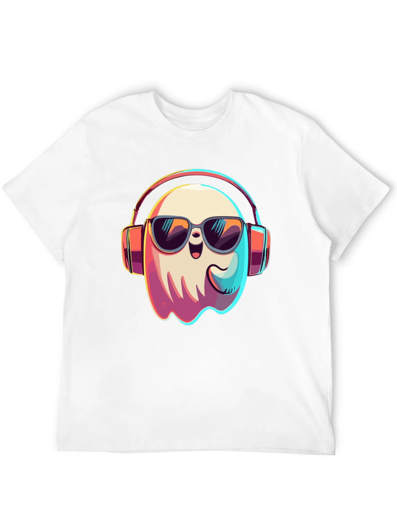 Cool Ghost T-Shirt: Headphones & Shades