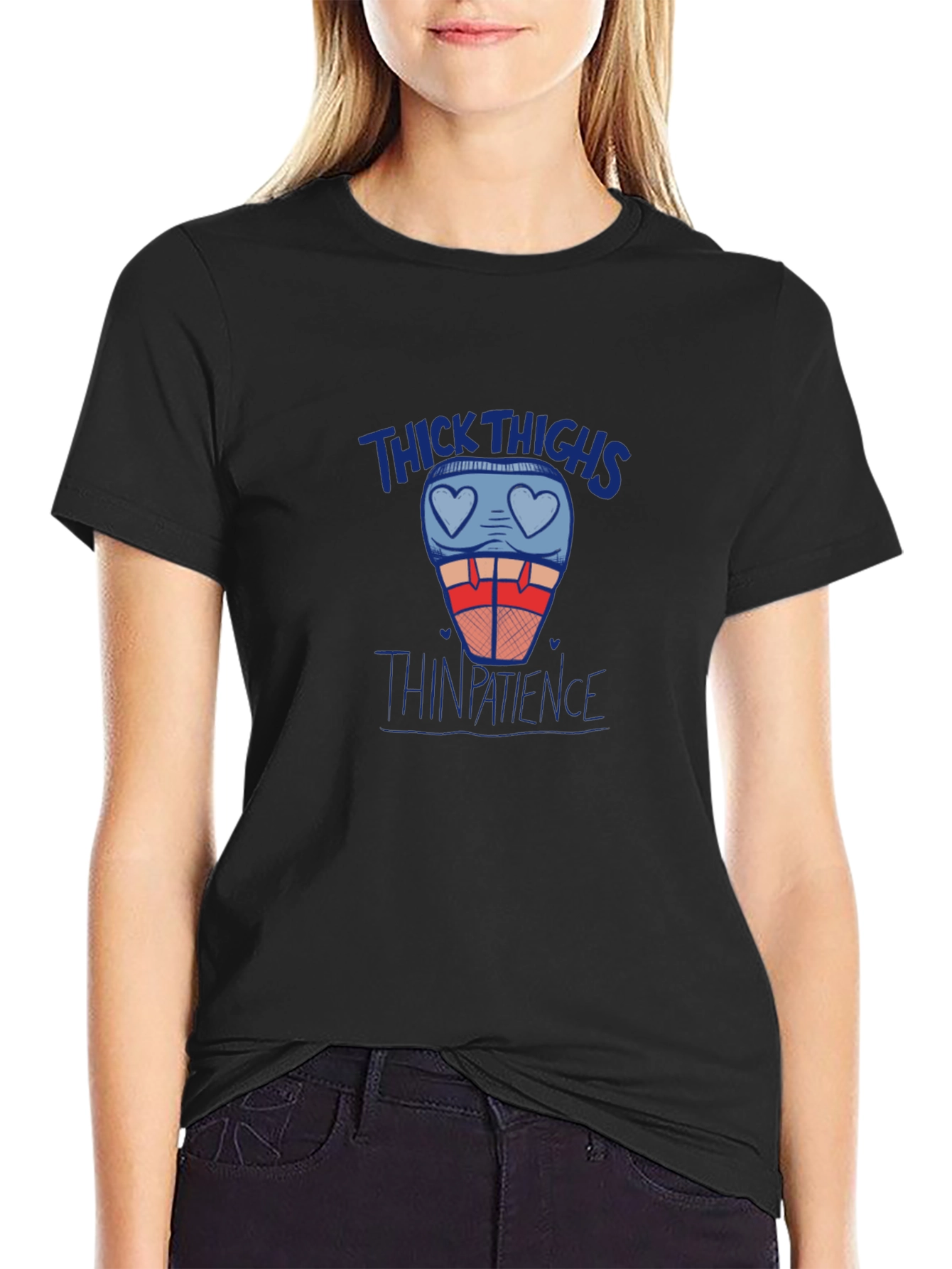 Thick Thighs Thin Patience Graphic Tee - Black T-Shirt