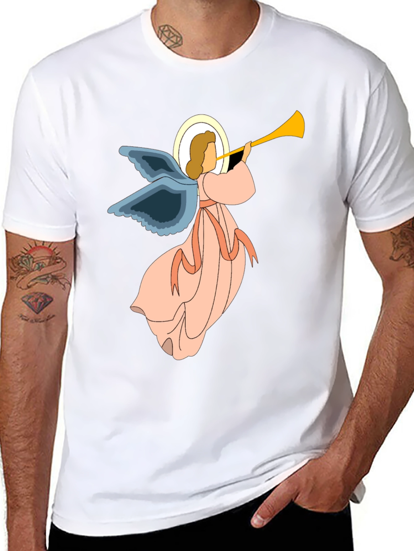 Angel Trumpet Graphic Tee - Unisex Black T-Shirt