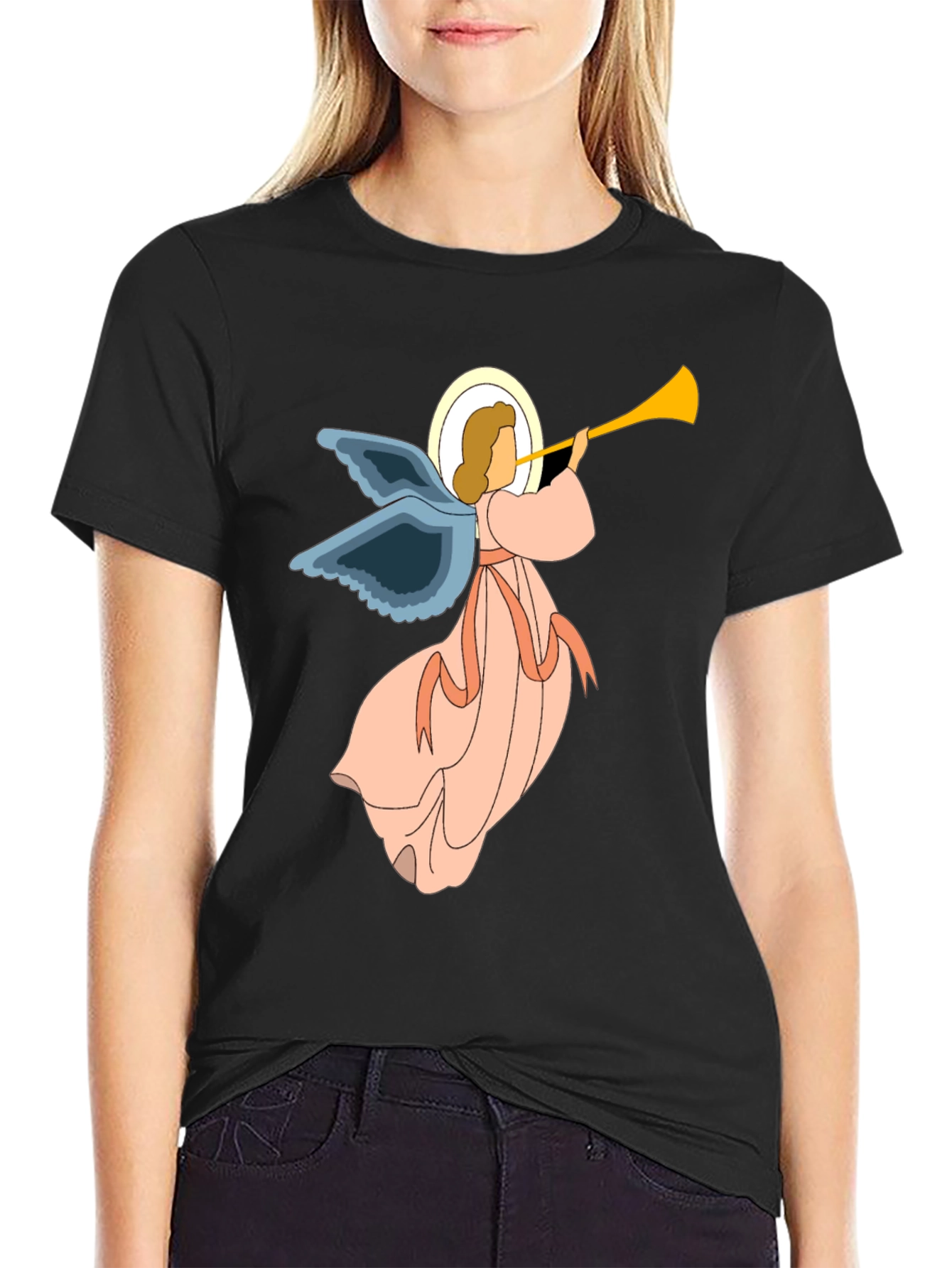 Angel Trumpet Graphic Tee - Unisex Black T-Shirt