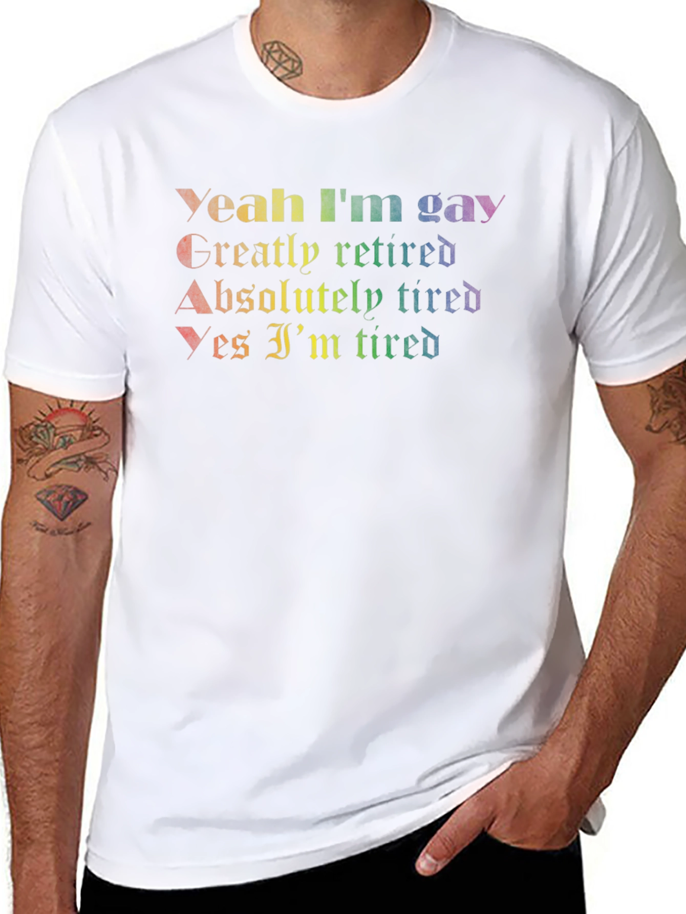 Y.G.A.Y. T-Shirt: Gay Retired Tired Tee
