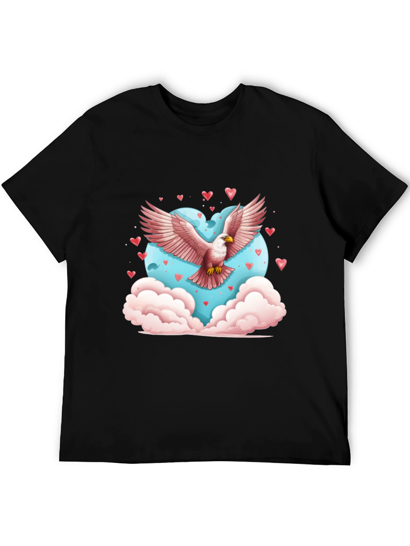 Eagle Heart Valentines Day Black T-Shirt