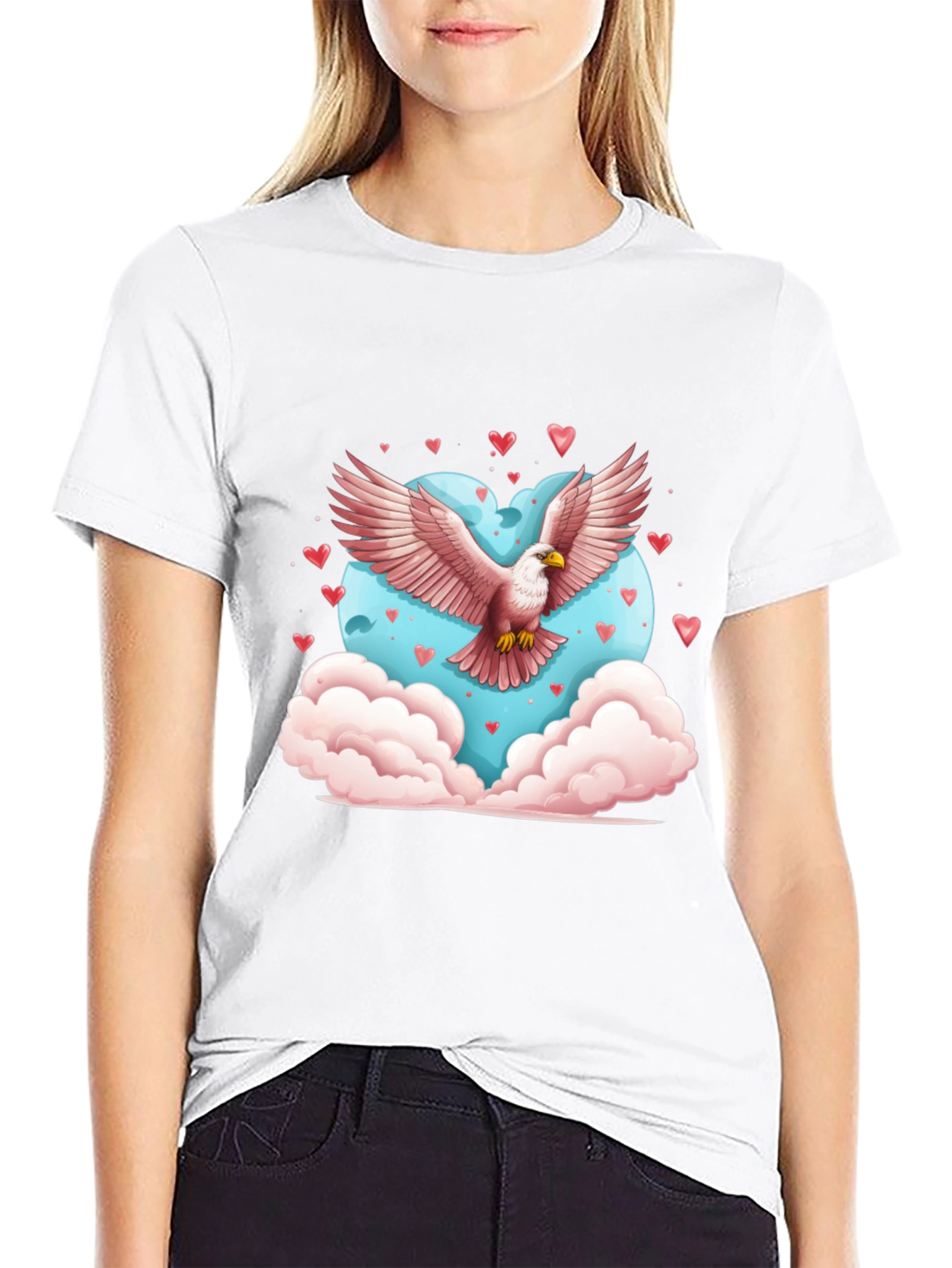 Eagle Heart Valentines Day Black T-Shirt