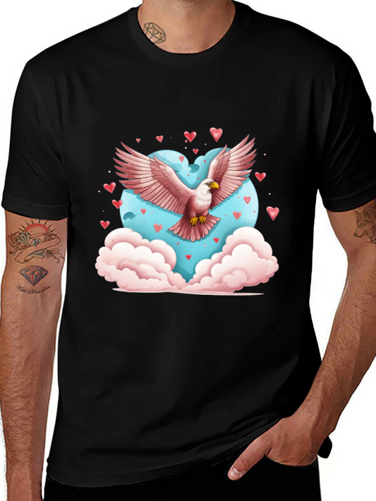 Eagle Heart Valentines Day Black T-Shirt