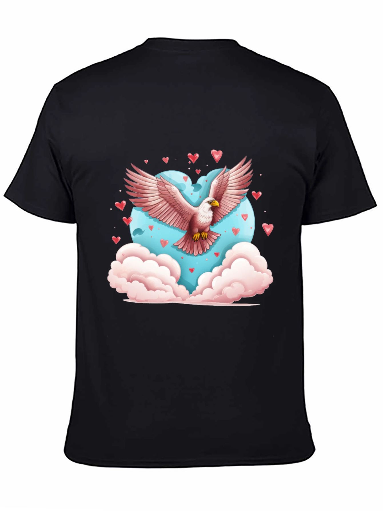Eagle Heart Valentines Day Black T-Shirt