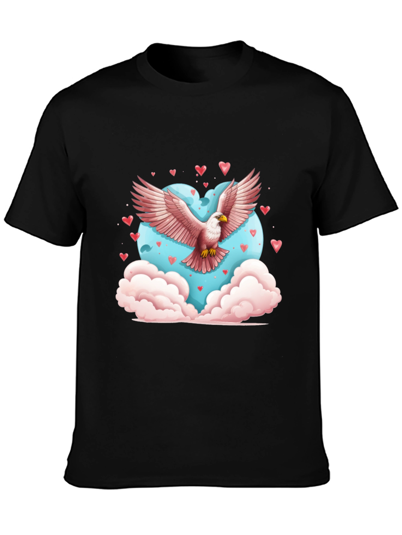 Eagle Heart Valentines Day Black T-Shirt