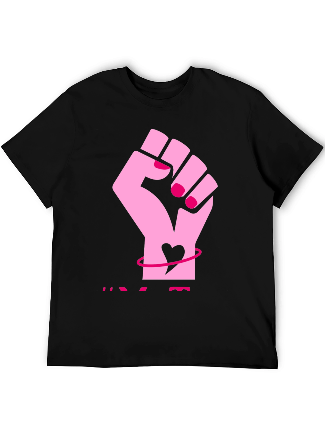 Feminist Fist Heart Graphic Tee - Black